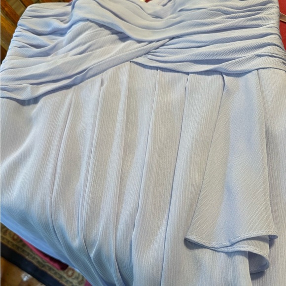 David's Bridal Light Blue Short Crinkle Chiffon Dress NWT Front Cascade F14847 - Picture 6 of 7
